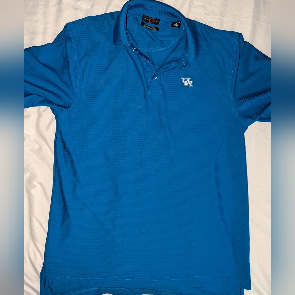 Divots Driway Men's Medium University of Kentucky Blue‎ Short Sleeve Logo Polo